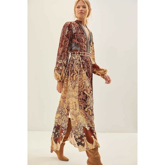Anthropologie Dresses & Skirts - NWT ANTHROPOLOGIE X BHANUNI BY JYOTI Sz 16 FLORAL CONTRAST RONIKA MAXI DRESS